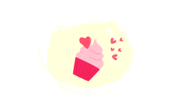 A Romantic Valentine Cupcake Graphic for Branding & Icons