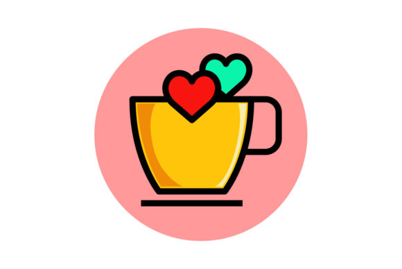 A Valentine Icon Cup Fill Outline for Graphics and Icons