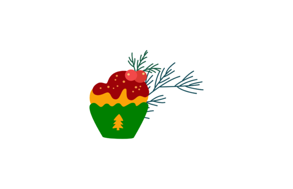 Christmas Ornament Cupcake Graphics for Illustrations