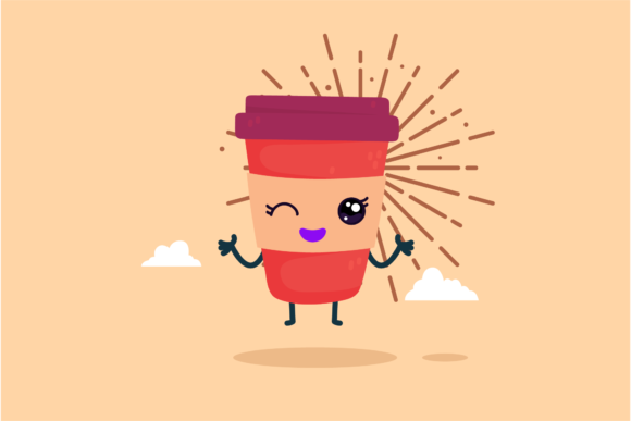 Coffee Cup Menu Kawaii Cloud Style Graphics for Branding