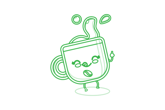 Kawaii Green Coffee Latte Graphics & Icons for Your Handmade Projects
